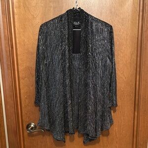 Gorgeous R & M black metallic jacket with tank top and padded shoulders size xl